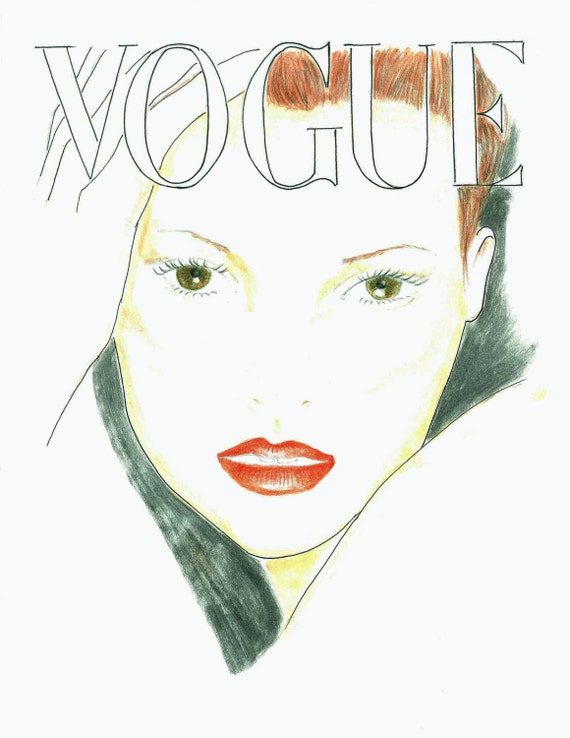 Hand Drawn Vogue Poster Fashion Illustration Vogue Cover