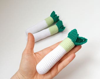 Crochet Leek Crochet vegetables Amigurumi food Crochet Play Food Play Kitchen Pretend Play Learning toys