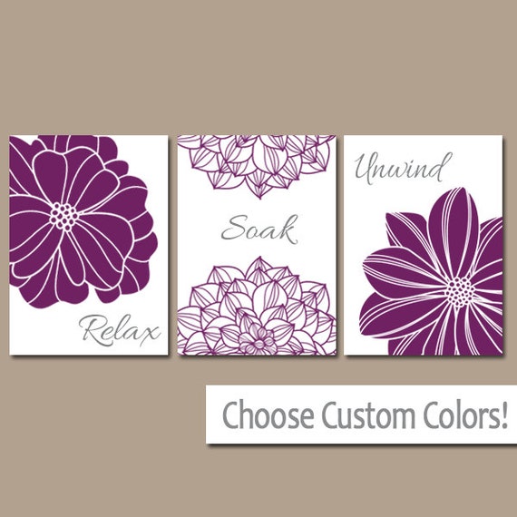 Purple BATHROOM WALL Art CANVAS Or Prints Bathroom Decor Purple BATHROOM WALL Art CANVAS Or Prints Bathroom Decor