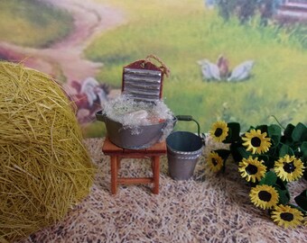 Hand wash. Domestic washing. Soap-wash. Miniature Dollhouse. 1:12 Scale