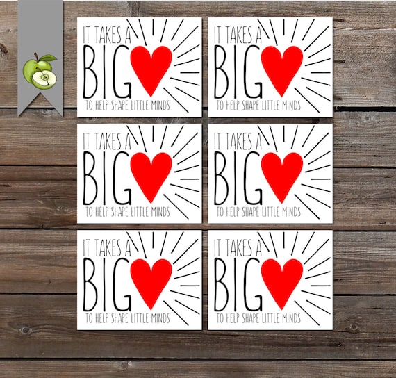 big heart gift tag teacher appreciation it takes a big
