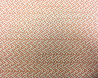 Vintage 60s 70s Upholstery Fabric Rare Peach Herringbone Polyester