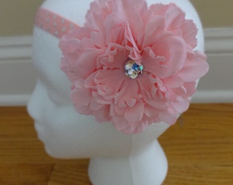 Shabby Chic Flower Headband With Lace and Pearl Accent