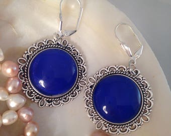 Beautiful earrings, blue earrings, women earrings, christmas gift, victorian earrings, vintage earrings