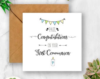 Candle Congratulations On Your First Communion Card, Card for Communion, Communion Card, 1st Communion Card, Personalised Communion