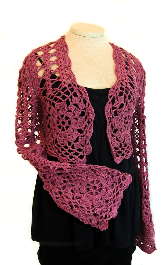 Download Raspberry shrug wrap crochet shrug knit shrug lace stole