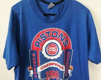 Vintage Detroit Pistons Shirt Size XL Free Shipping Detroit Pistons NBA Championships 1989 Basket Ball shirt 50 50 cotton