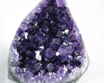 AMU18e) Uruguayan Dark Purple Free Standing Amethyst Quartz Geode Crystal Gift
