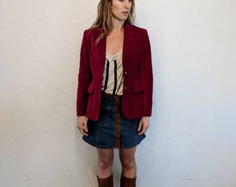 Vintage 1970s Red Velvet Blazer