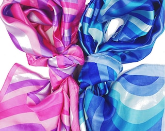 Womens Neck Head Scarf Scarves -- Pink And Blue