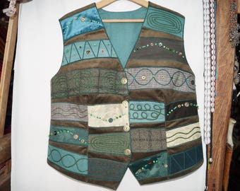 Green waistcoat, emroidered waistcoat, bohemian waistcoat, festival waistcoat, hungarian folk waistcoat, hippie waistcoat, boho waistcoat