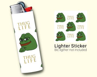 Pepe the Frog Lighter Sticker For BIC Maxi Lighter, Vinyl Sticker, Inspired Art by the popular Internet meme, lighter cover