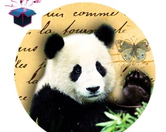 1 cabochon clear 20mm panda theme