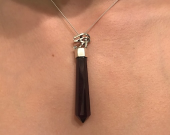 Sterling Silver Amethyst Point Pendant with eye of Horras on sterling silver chain (Free Shipping)