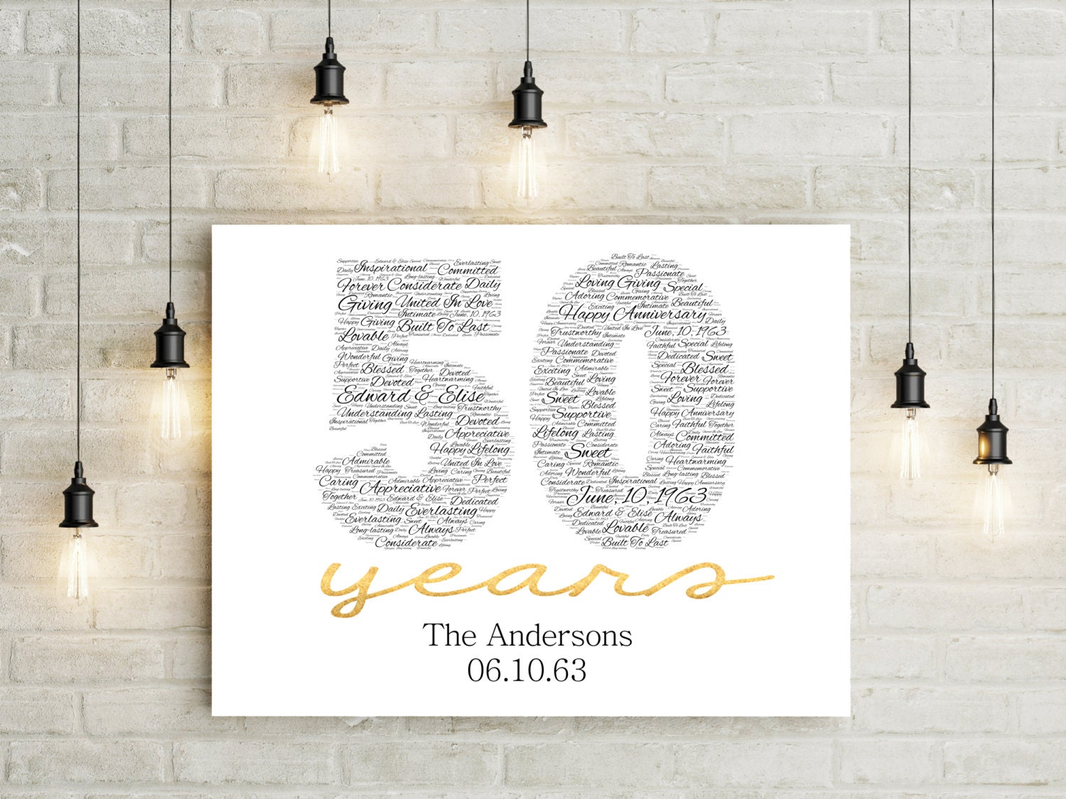 50th Anniversary Gift CANVAS Golden Wedding Anniversary Gift