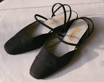 Black Madeline Strap Heels