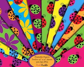 Ladybugs Digital Papers Ladybugs Printable Papers Ladybugs Scrapbooking Papers