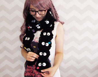 soot sprite scarf susuwatari totoro spirited away anime cosplay anime scarf studio ghibli crochet scarf winter scarf