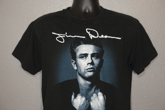 1982 James Dean Foundation - Roy Schatt Photo James Dean Signature (1931-1955) Double Sided Vintage T-Shirt