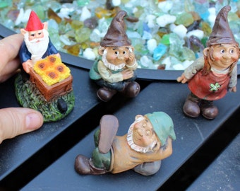 Gnomes-Miniature Garden gnome-Resin gnome-fairy garden decor-Terrarium supplies