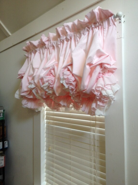 Blush Pink Double Ruffle Balloon Valance Curtain