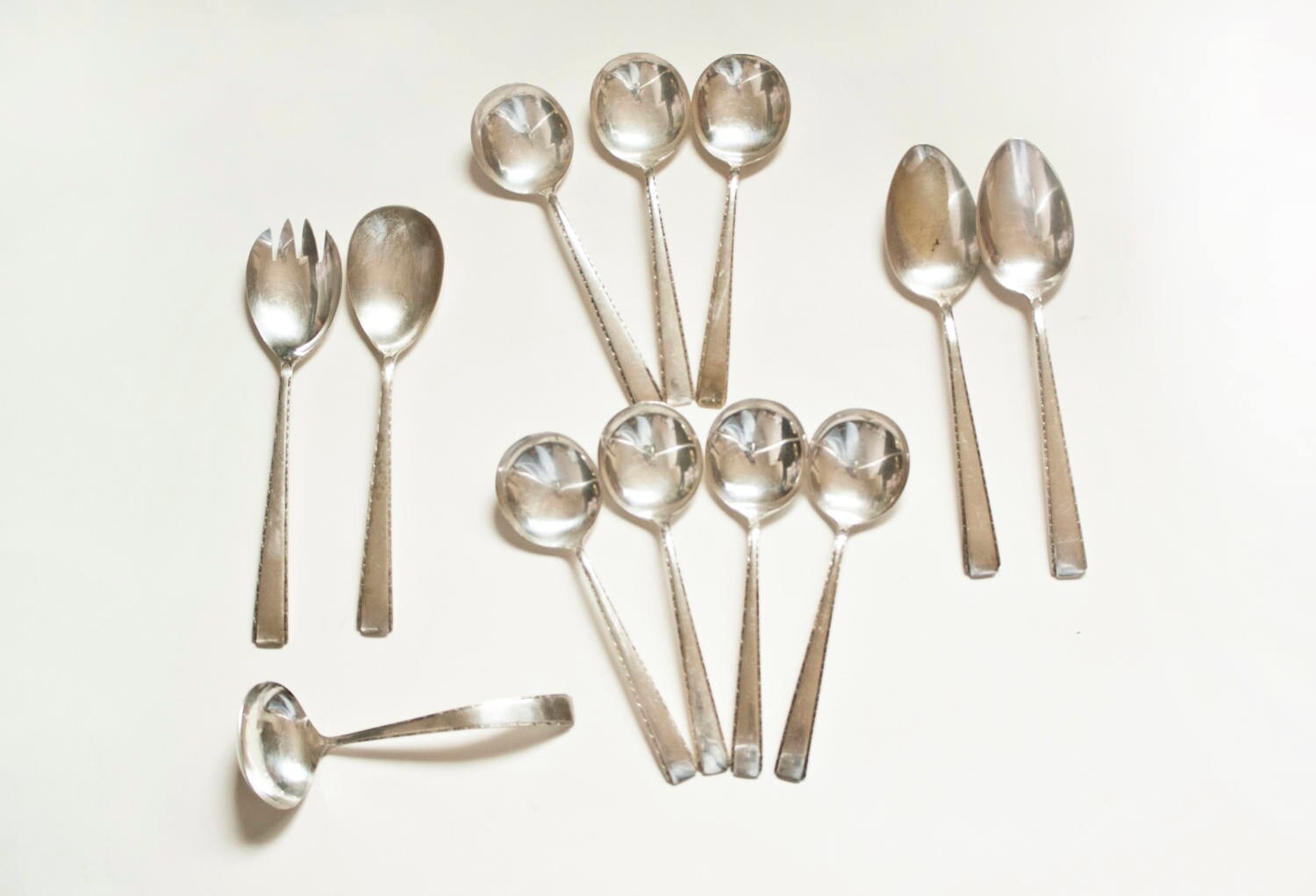 Vintage Nickel Silver Flatware Silver Plated Soup Spoons