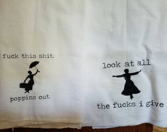 Set of 2 Naughty Julie Andrews tea towels