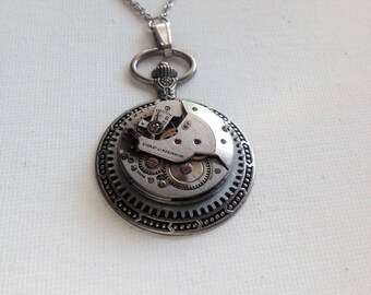 Steampunk pocket watch necklace