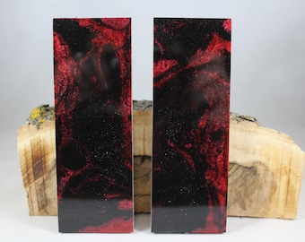 2 Pcs Red and Black Composite Knife Scales (84)