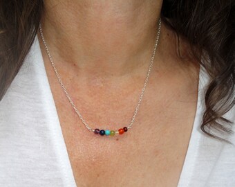 Sterling silver chakra necklace, Chakra necklace, Silver chakra necklace, Meditation jewelry, Gifts
