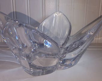 Orrefors Large Chrystal Signed Lotus Bowl