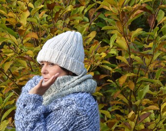 Hand Knit Hat Alpaca Wool Hat Chunky Beanie Hat Knitted Hat Women's Hat winter Hat
