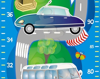 Cars Growth Height Chart Wall Sticker Removable - by babygraphics