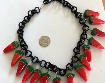 Artisan bakelite chili pepper necklace