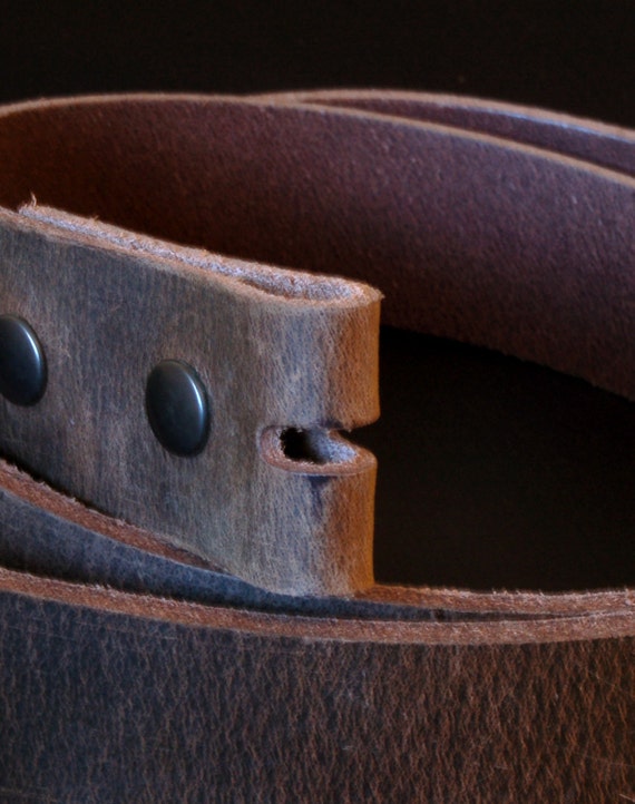 Interchangeable Leather Snap Belt ~ Fawn Brown 1-1/2" or 1-1/4" Unisex Leather Belt ~ Made in Canada Custom Cut Made to Fit Your Waist Size