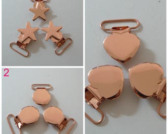 FREE SHIPPING 10pcs Rose Gold Brass Hue Suspender Clips Pacifier Clips