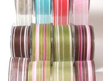 May Arts 3 yards 1.5" Jute Organic Cotton Blend Striped Ribbon 369