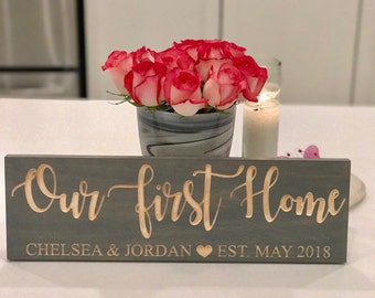 Our First Home, Personalized, Housewarming Gift, Gift for her, Housewarming present, Wood Signs, Established Sign