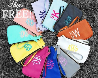 Monogram Wristlet-Monogram-Purse-Monogrammed-Wristlet-Clutch-Coin Purse-Vegan Leather-Vegan Wallet-Clutch Purse-Zipper Pouch-phone wallet