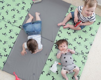 Baby playmat Padded mat Floor mat Baby mat Baby rug Play mat Cotton baby mat Padded baby mat Baby playmat/Tummy time mat in mint and gray