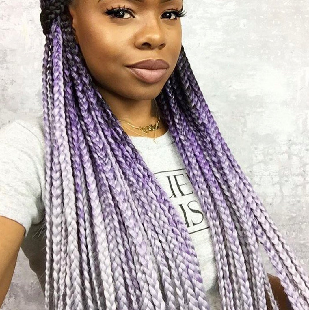 Catface Hair Black Lilac Grey Ombre Jumbo Braid Hair Boxbraids