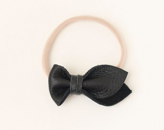 Black Tulip Bow Headband