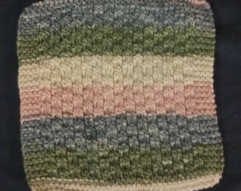 100% Cotton Handmade Dishcloth/Washcloth, Box Stitch, Meadow Yarn