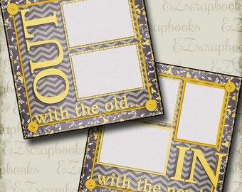 OUT With The OLD - 2 Premade Scrapbook Pages - EZ Layout 637
