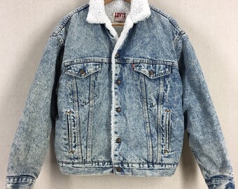 Vintage Levi's Sherpa Lined Denim Trucker Jacket Sz S/M USA