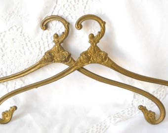 1 wedding hanger antique brass clothes hanger wedding dress hanger coat hanger french vintage art nouveau antique brass