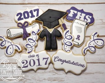 Graduation Cookies - High School Graduation - College Graduation - Cap and Gown Cookies - Grad Cookies - Congratulations Cookies