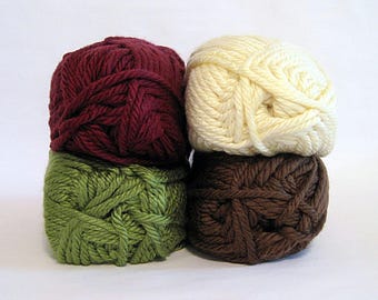Hometown USA Yarn Lion Brand Brown Green Cream Burgundy Craft Supplies