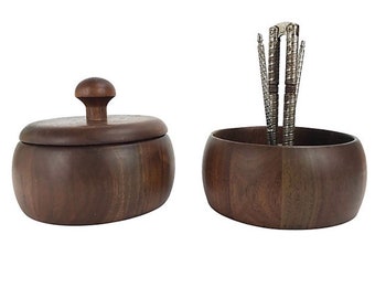 Mid-Century Modern Walnut Nut Bowls