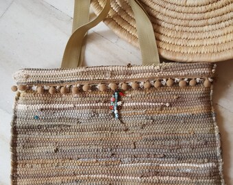 Kourelou Tote Bag, Kilim Boho Bag, Hippie Bag, Festival Bag, Bohemian Bag, Beige Kourelou Bag, Women's Accessories, Gift For Mum, Ethnic Bag